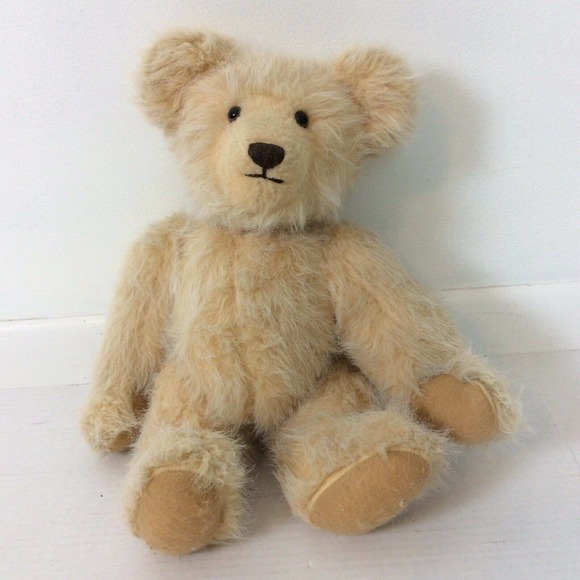 Blond Mohair Jointed Teddy Bear 1950s 16"